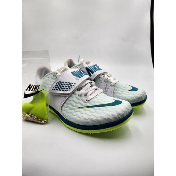 Mens Size 5 Nike High Jump Elite Track Spikes White Bright Spruce FZ9636-100 NEW